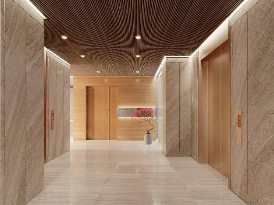 Hall de ingreso de un edificio residencial